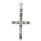 Sterling Silver 925 Antiqued Cross Pendant with Polished Solid Design