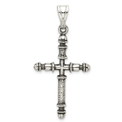 Sterling Silver 925 Antiqued Cross Pendant with Polished Solid Design