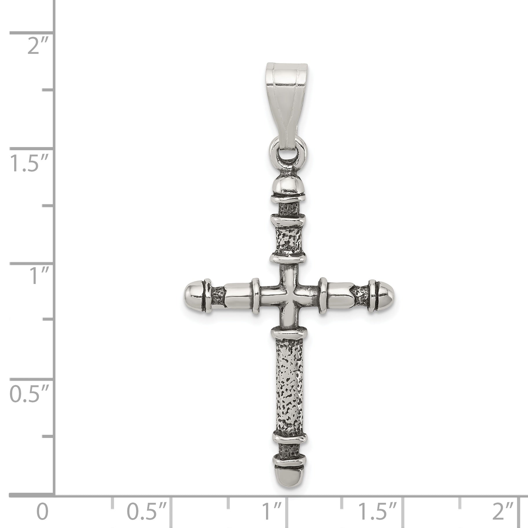 Sterling Silver 925 Antiqued Cross Pendant with Polished Solid Design