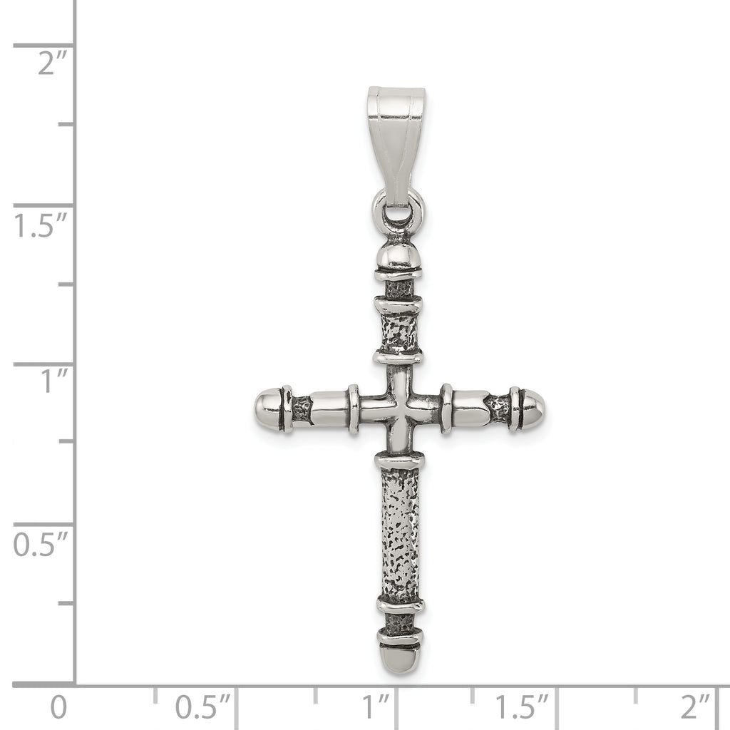 Sterling Silver 925 Antiqued Cross Pendant with Polished Solid Design