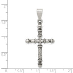 Sterling Silver 925 Antiqued Cross Pendant with Polished Solid Design