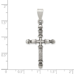 Sterling Silver 925 Antiqued Cross Pendant with Polished Solid Design