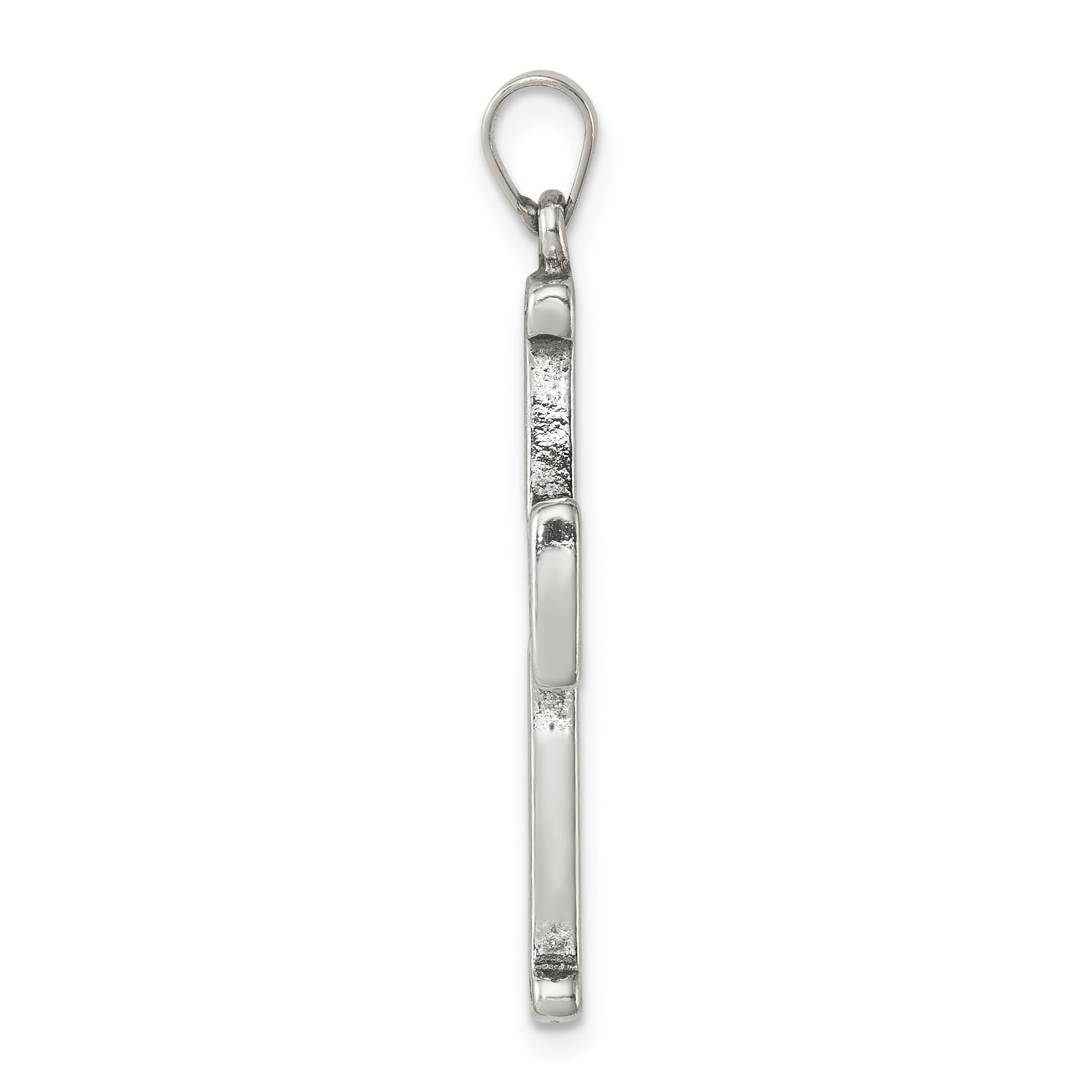 Sterling Silver 925 Antiqued Cross Pendant with Polished Finish Solid Design Secondary image