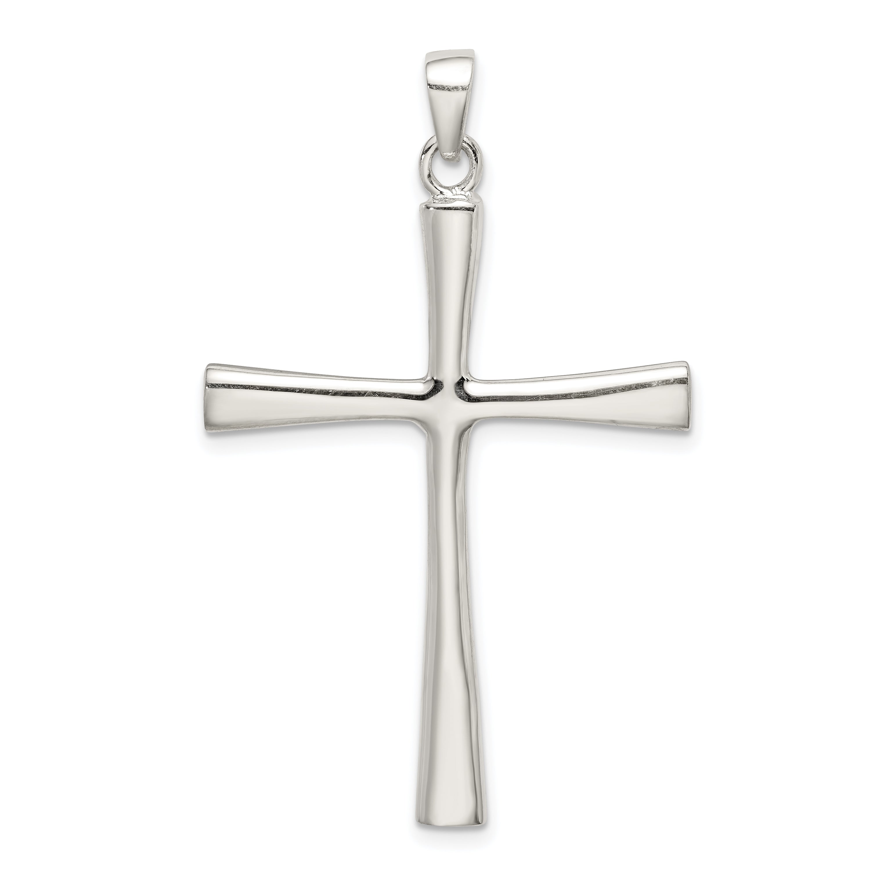 Sterling Silver 925 Polished Cross Pendant with Solid Cast Design