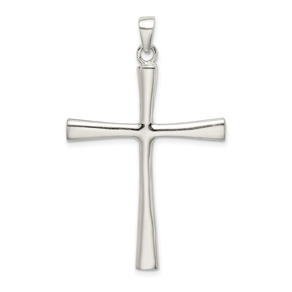 Sterling Silver 925 Polished Cross Pendant with Solid Cast Design