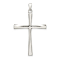 Sterling Silver 925 Polished Cross Pendant with Solid Cast Design
