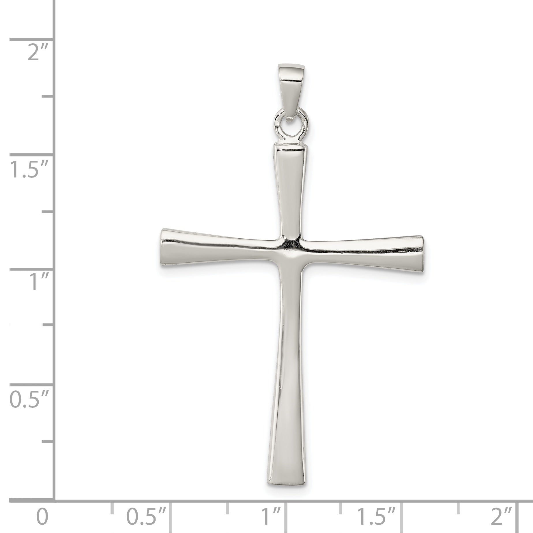 Sterling Silver 925 Polished Cross Pendant with Solid Cast Design