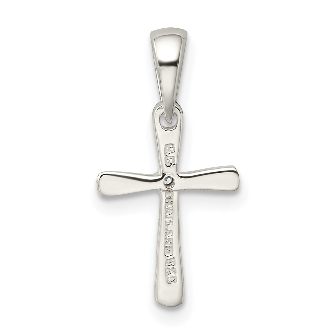 Sterling Silver 925 CZ Cross Pendant with Polished Finish  Elegant & Solid Design