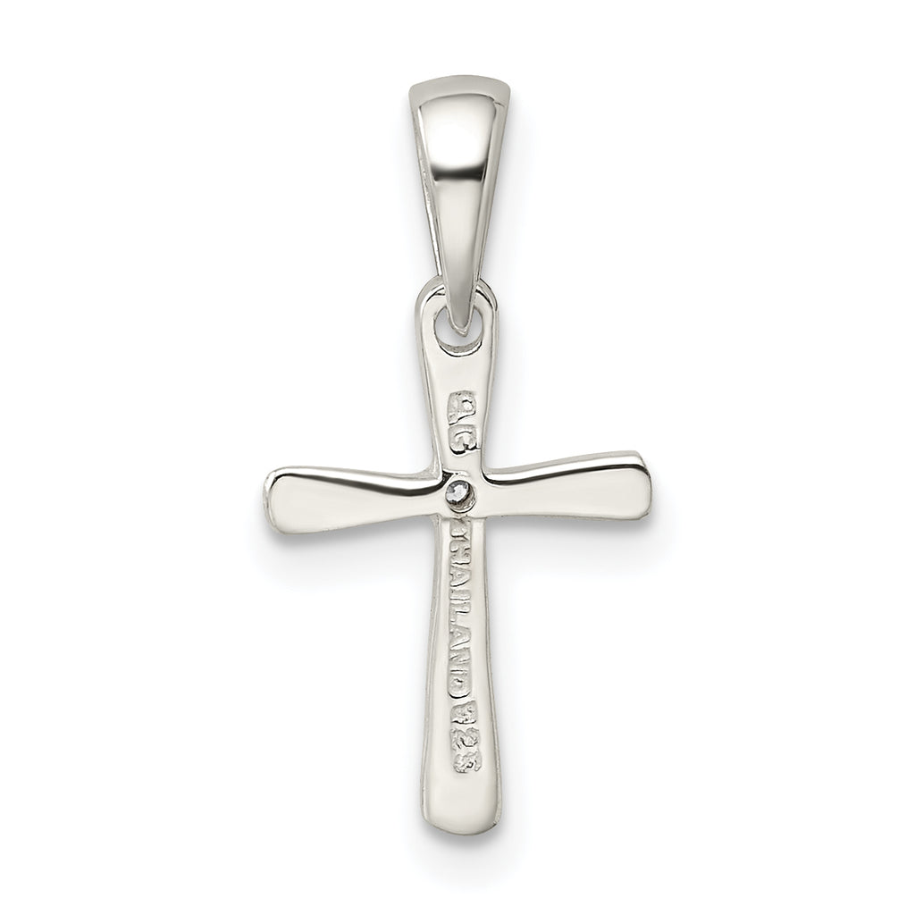 Sterling Silver 925 CZ Cross Pendant with Polished Finish  Elegant & Solid Design