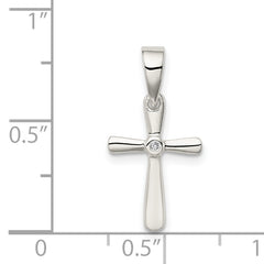 Sterling Silver 925 CZ Cross Pendant with Polished Finish  Elegant & Solid Design