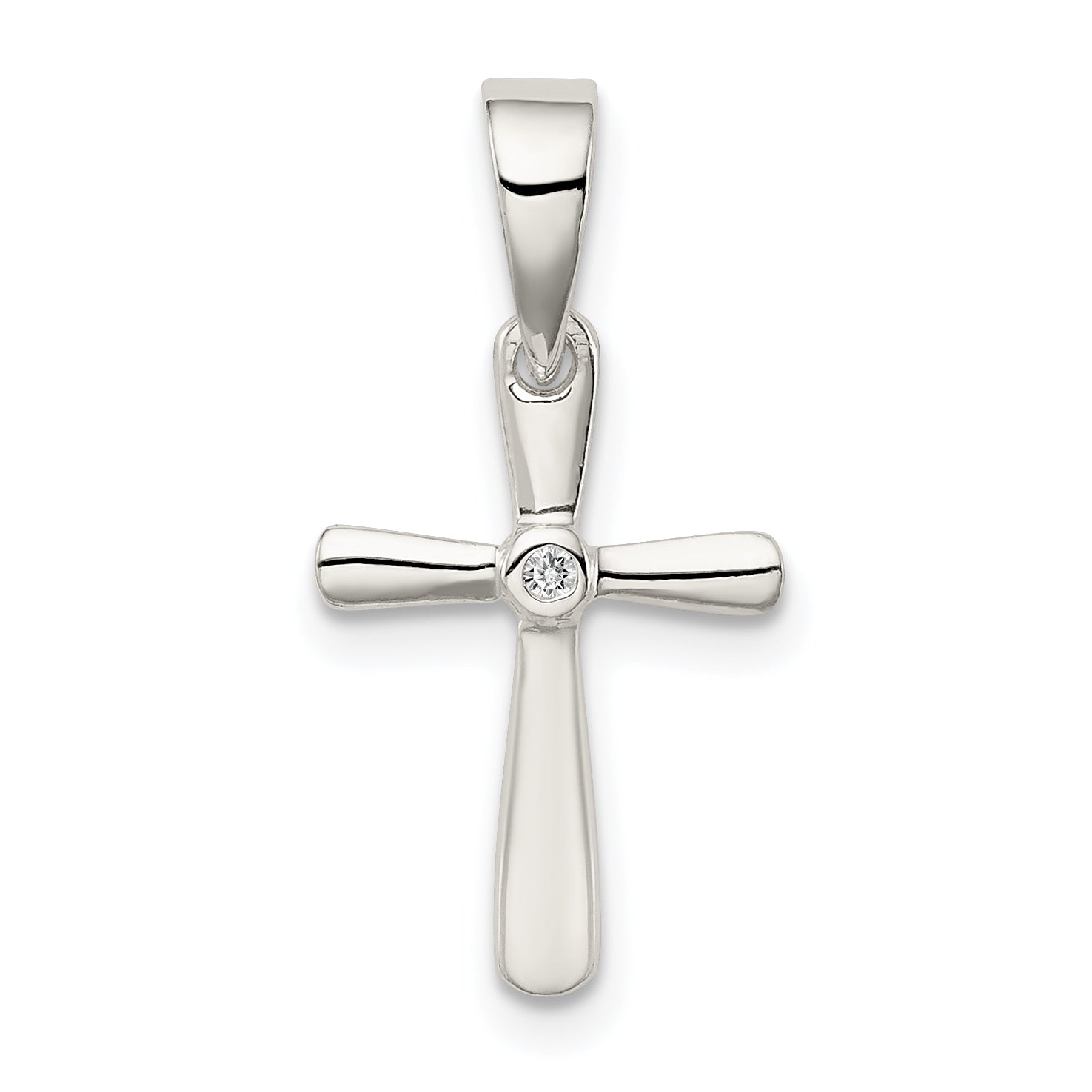 Sterling Silver CZ Cross Pendant Main image