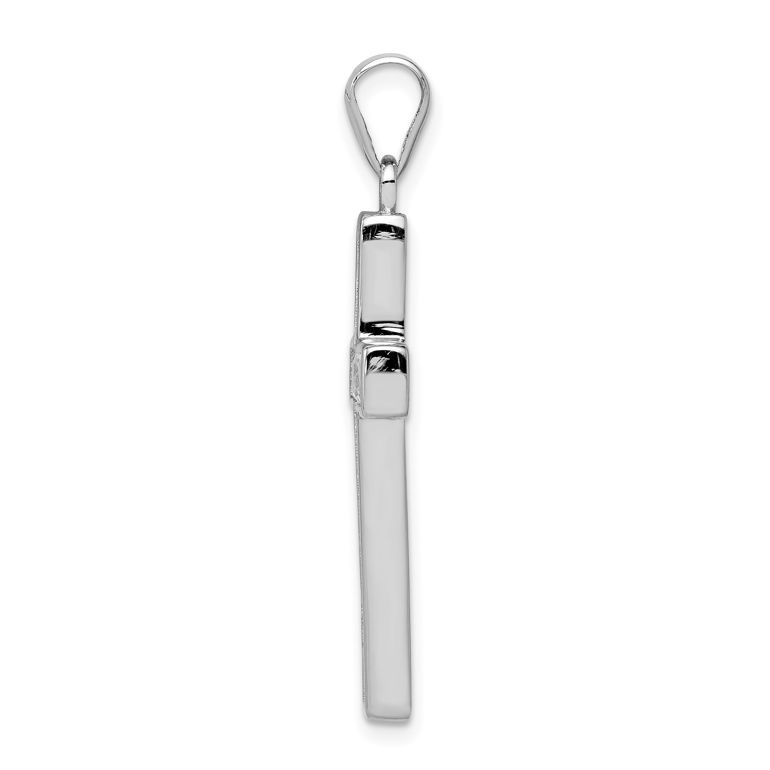 Sterling Silver Rhodium-Plated CZ Cross Pendant with Polished Finish  Elegant Faith Symbol Secondary image