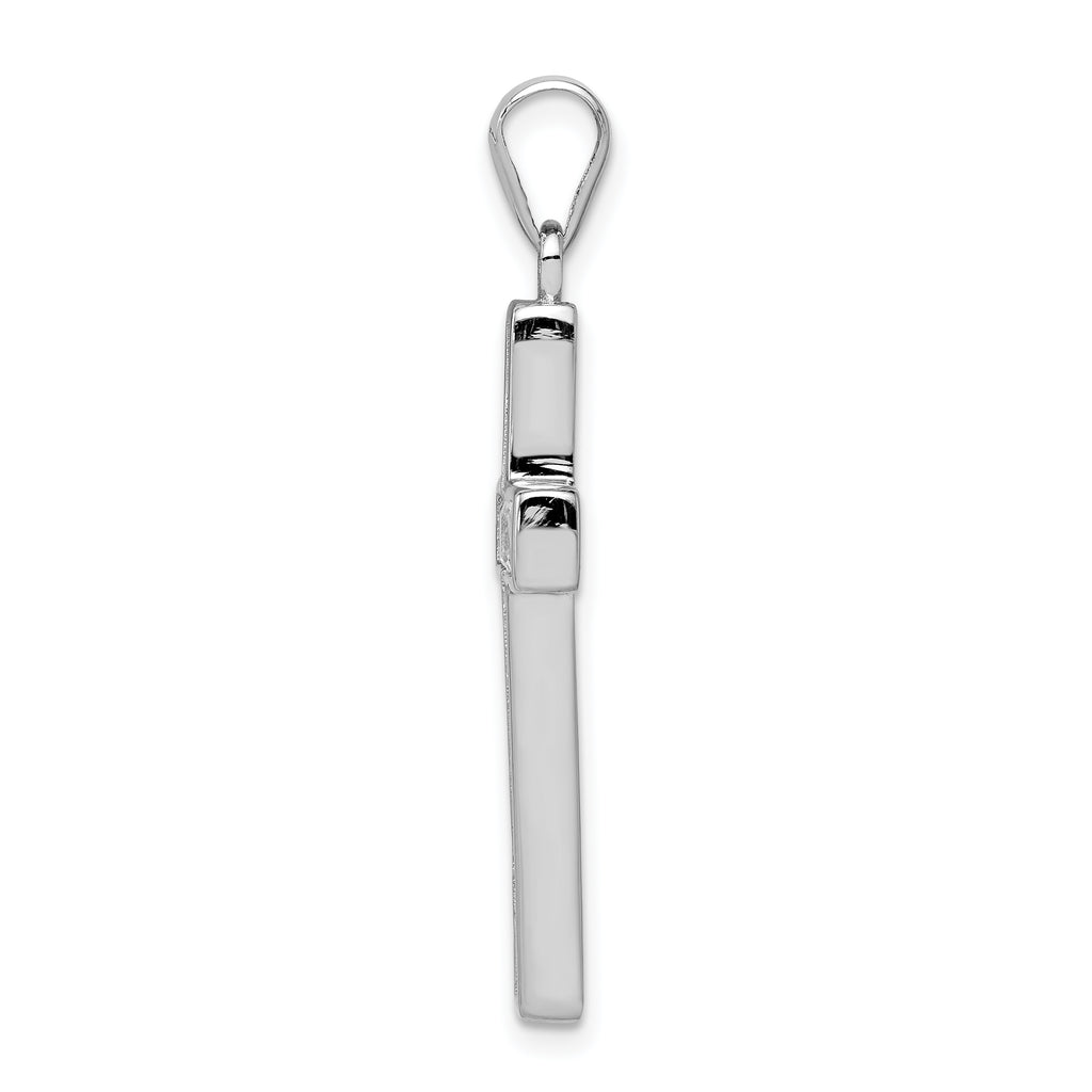 Sterling Silver Rhodium-Plated CZ Cross Pendant with Polished Finish  Elegant Faith Symbol