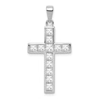 Sterling Silver Rhodium-plated CZ Cross Pendant