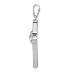 Sterling Silver 925 Rhodium-Plated CZ Cross Charm with Polished Finish