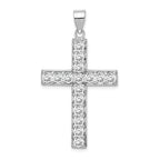 Sterling Silver Rhodium-plated CZ Latin Cross Pendant