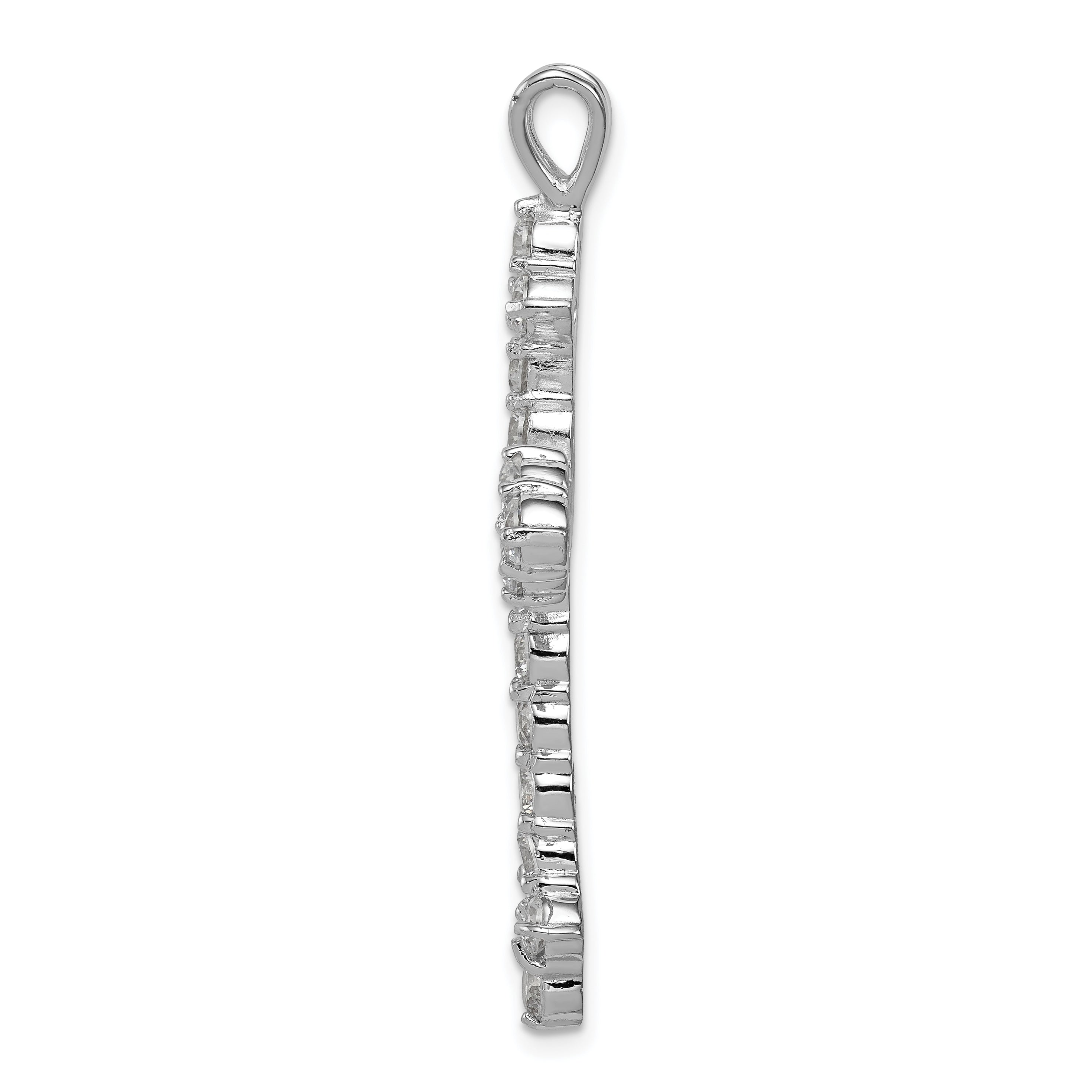 Sterling Silver 925 CZ Cross Pendant with Rhodium-Plated Polished Finish