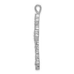 Sterling Silver 925 CZ Cross Pendant with Rhodium-Plated Polished Finish