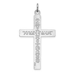 Sterling Silver 925 Cross Pendant with LordÃÂ¢Ã¢âÂ¬Ã¢âÂ¢s Prayer Rhodium-Plated Polished Engravable