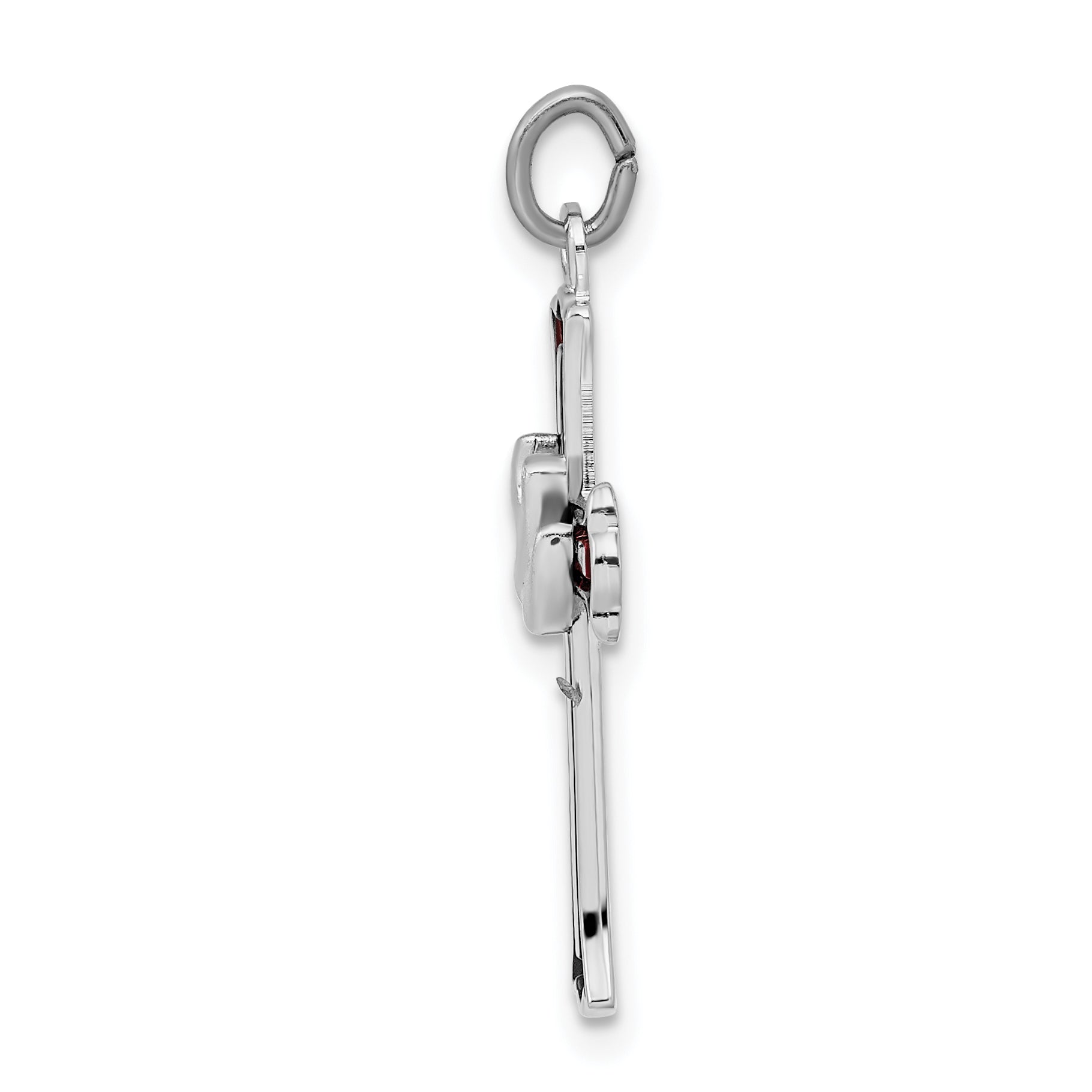 Sterling Silver Rhodium-Plated Cross Pendant with Enameled Dove Charm