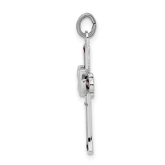 Sterling Silver Rhodium-Plated Cross Pendant with Enameled Dove Charm
