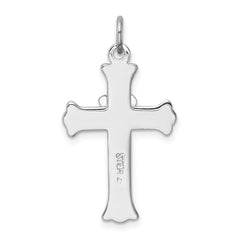 Sterling Silver Rhodium-Plated Cross Pendant with Enameled Dove Charm