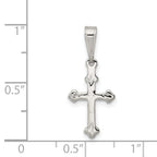 Sterling Silver 925 Polished Budded Cross Charm with Anti-Tarnish Finish