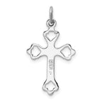 Sterling Silver 925 Rhodium-Plated Budded Cross Charm with CZ Elegance