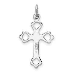 Sterling Silver 925 Rhodium-Plated Budded Cross Charm with CZ Elegance