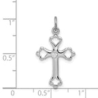 Sterling Silver 925 Rhodium-Plated Budded Cross Charm with CZ Elegance