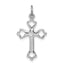 Sterling Silver Rhodium-plated Budded Cross w/CZ Charm