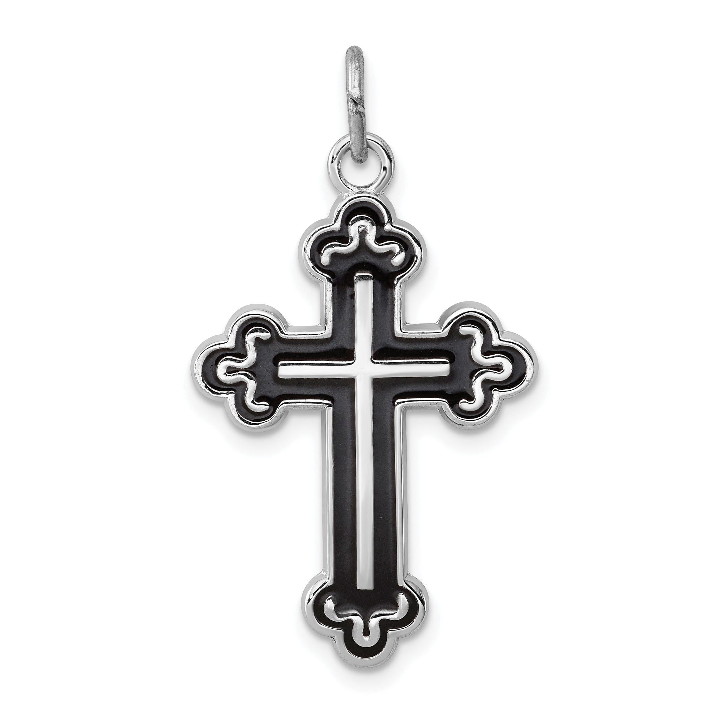 Sterling Silver Rhodium-plated Enameled Cross Pendant Main image