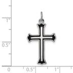 Sterling Silver 925 Rhodium-Plated Enameled Cross Charm Polished Finish