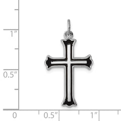 Sterling Silver 925 Rhodium-Plated Enameled Cross Charm Polished Finish