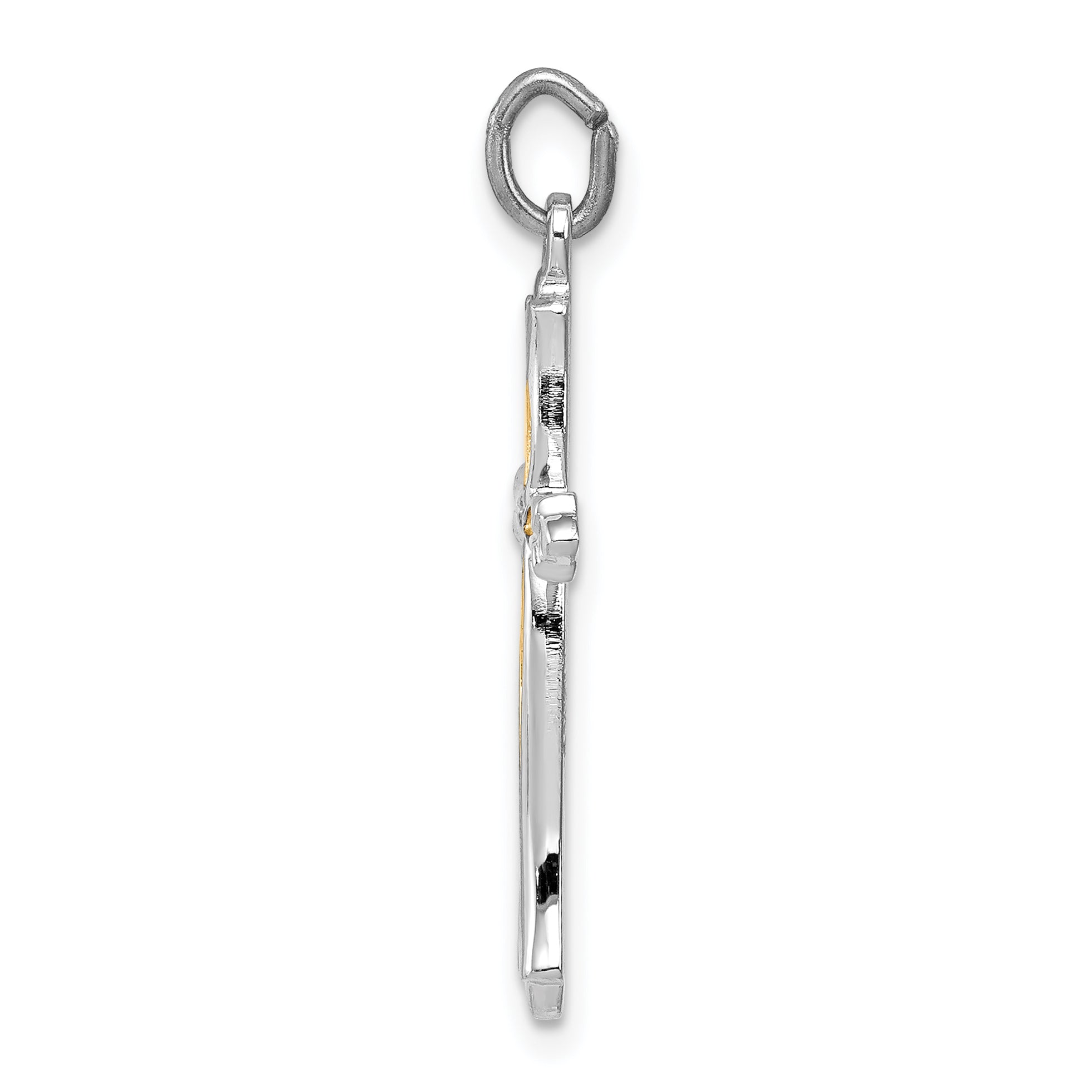 Sterling Silver Rhodium-Plated Cross Pendant with Polished Finish  Elegant and Solid Design