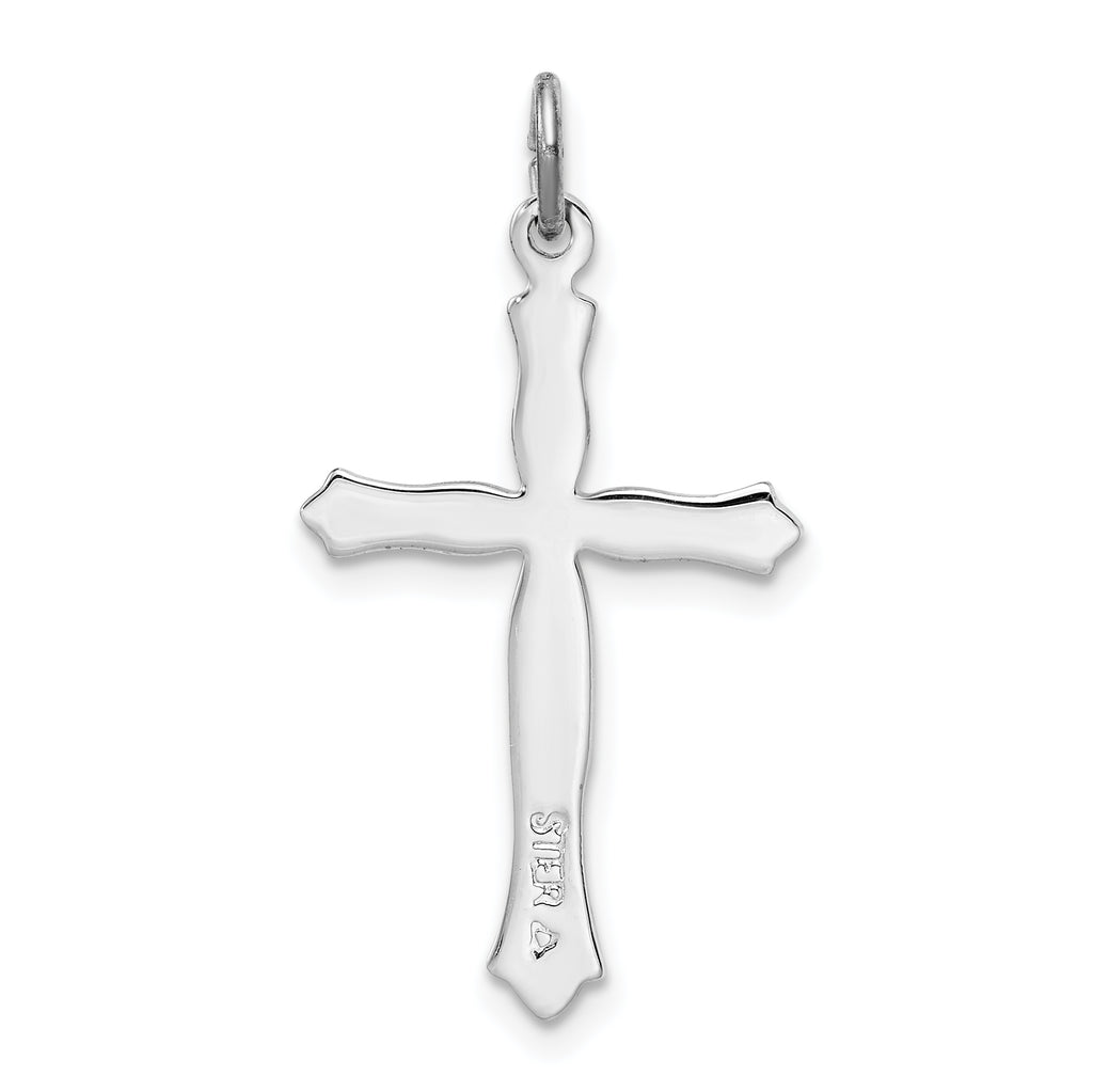 Sterling Silver Rhodium-Plated Cross Pendant with Polished Finish  Elegant and Solid Design