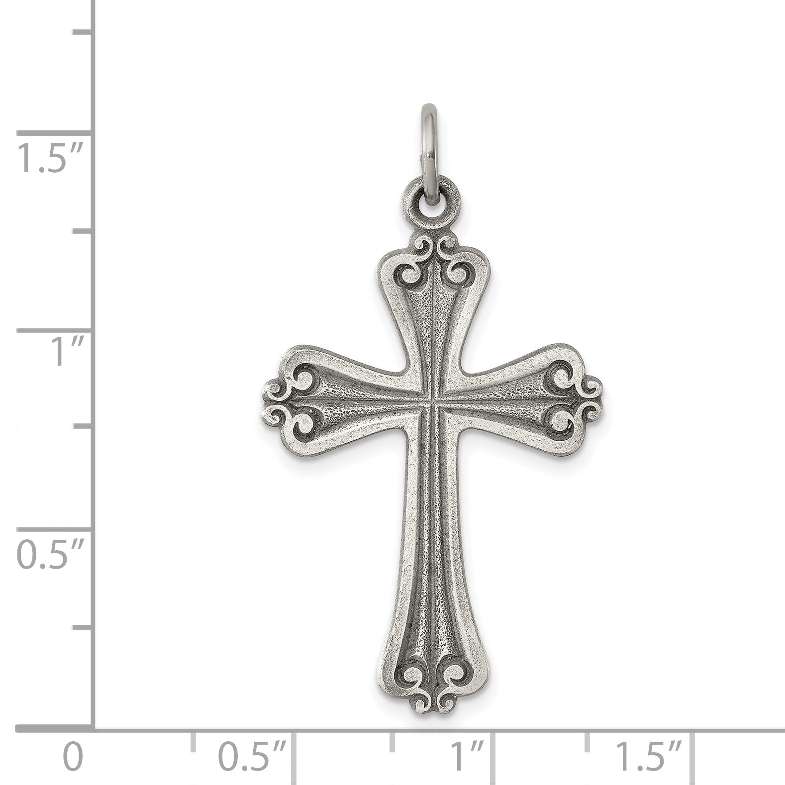 Sterling Silver 925 Antiqued Cross Pendant with Polished Finish  Solid and Vintage-Inspired