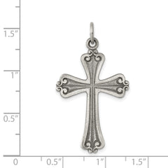 Sterling Silver 925 Antiqued Cross Pendant with Polished Finish  Solid and Vintage-Inspired
