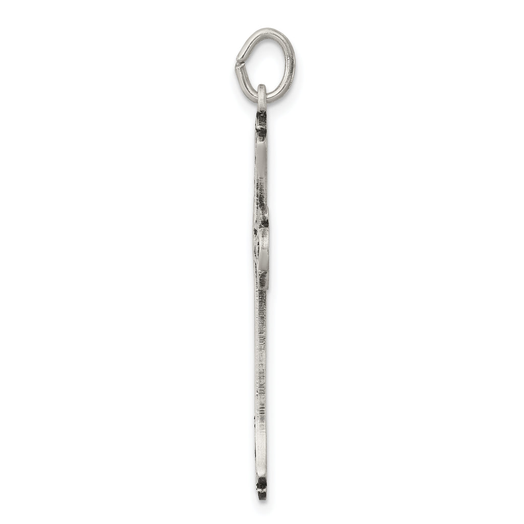 Sterling Silver 925 Antiqued Cross Pendant with Polished Solid Design