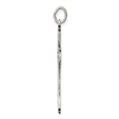 Sterling Silver 925 Antiqued Cross Pendant with Polished Solid Design