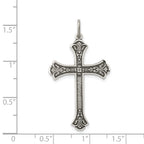Sterling Silver 925 Antiqued Cross Pendant with Polished Solid Design