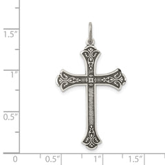 Sterling Silver 925 Antiqued Cross Pendant with Polished Solid Design