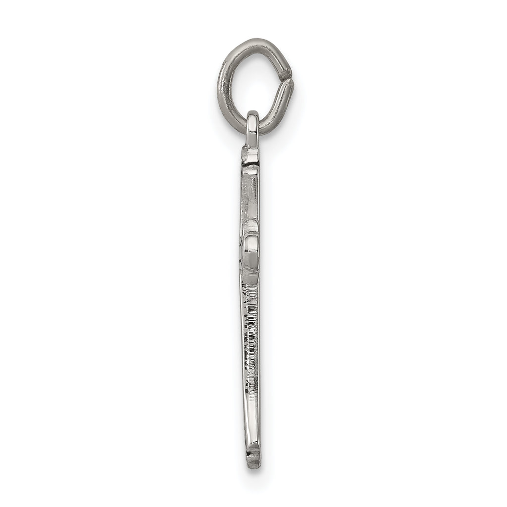 Sterling Silver 925 Antiqued Cross Charm with Polished Finish Solid & Vintage