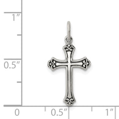 Sterling Silver 925 Antiqued Cross Charm with Polished Finish Solid & Vintage