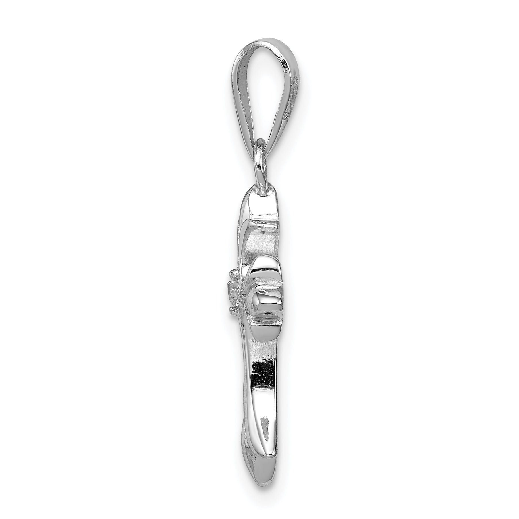 Sterling Silver 925 Rhodium-Plated CZ Cross Pendant with Polished Finish