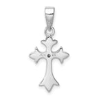Sterling Silver 925 Rhodium-Plated CZ Cross Pendant with Polished Finish