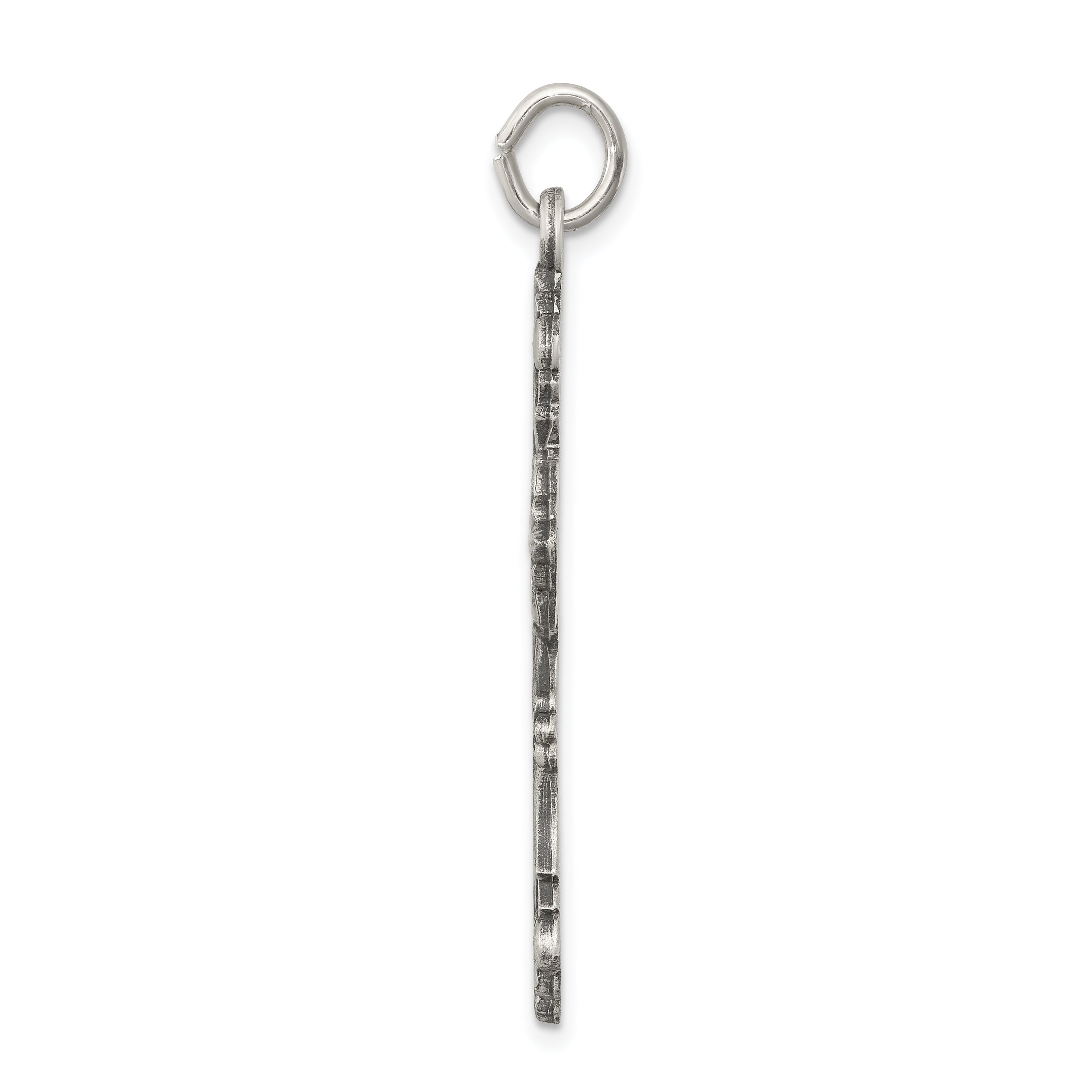 Sterling Silver 925 Antiqued Cross Pendant with Polished Finish Solid Design