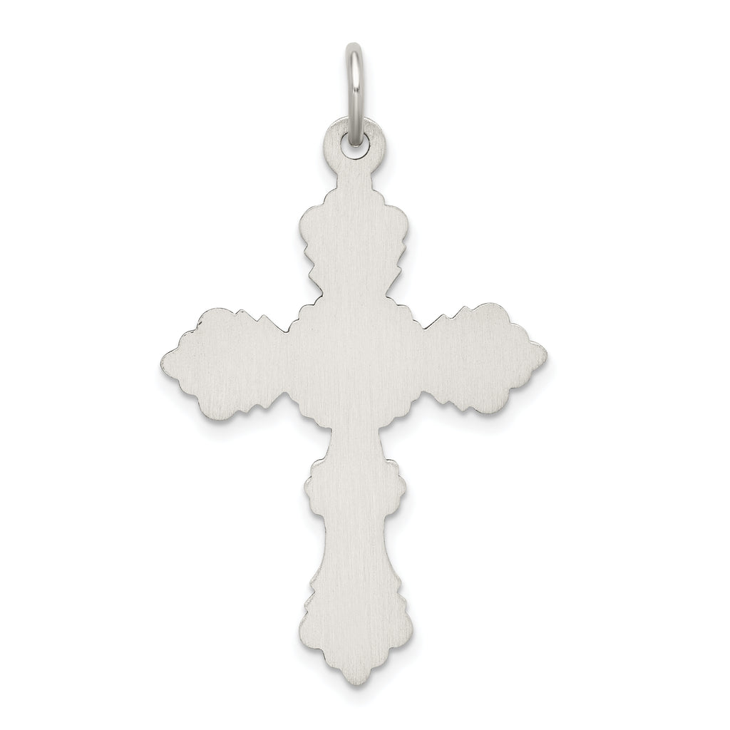 Sterling Silver 925 Antiqued Cross Pendant with Polished Finish Solid Design