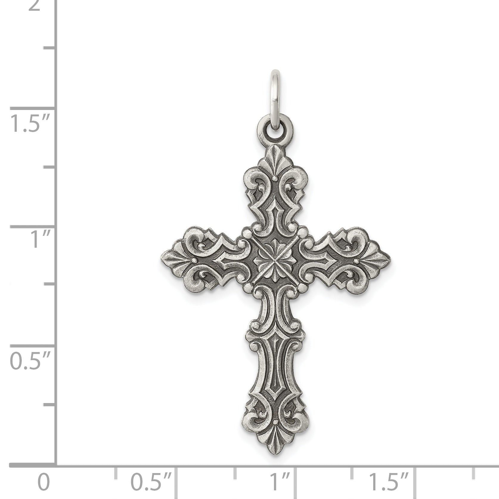 Sterling Silver 925 Antiqued Cross Pendant with Polished Finish Solid Design