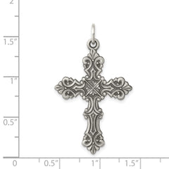 Sterling Silver 925 Antiqued Cross Pendant with Polished Finish Solid Design
